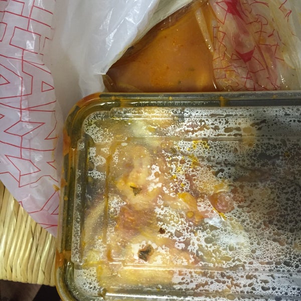 The delivery man totally messed up the order. The stew dish was spilled all over the bag. The manager refused to do anything about it.