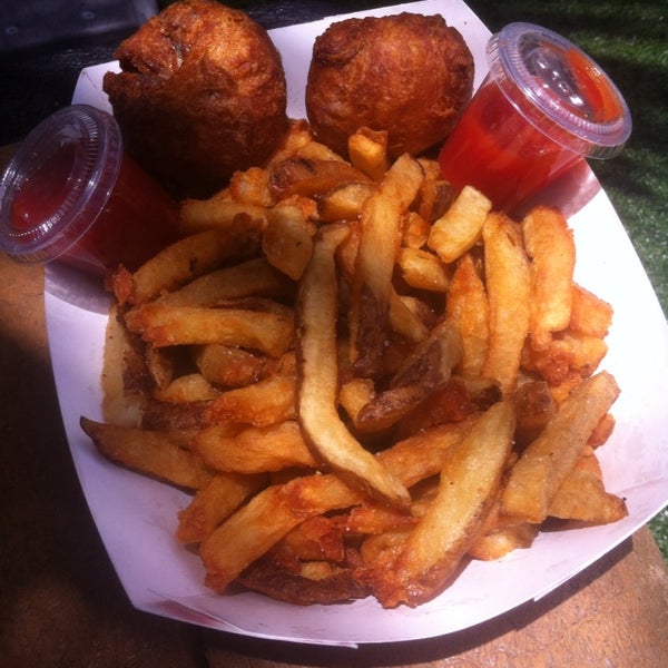 Steak fritters with fries!