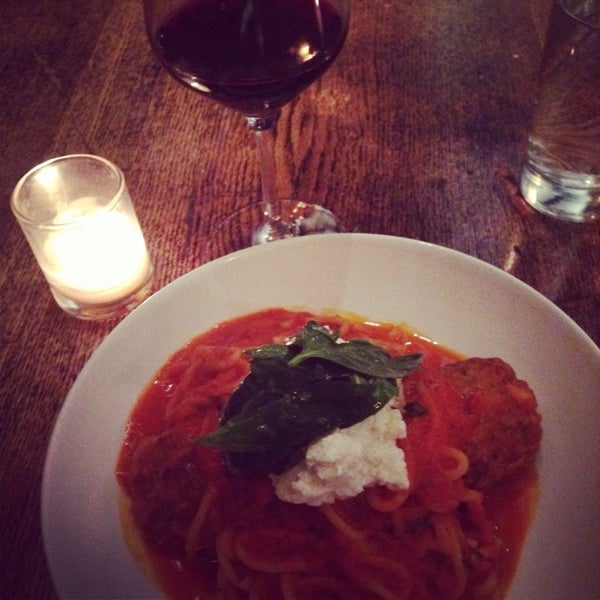 House-made spaghetti and meatballs served with fresh ricotta and basil is devine.