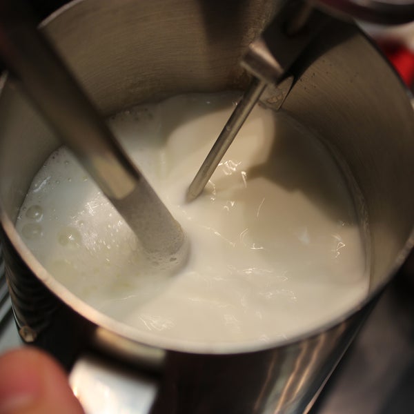 Steamed milk: The right temperature to add sweetness, the right density for espresso.