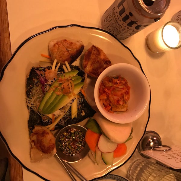 Best Korean food I've had in NYC. Try the Sample and get kimchi, bao, dumplings and one nori taco - all vegan, all delicious.