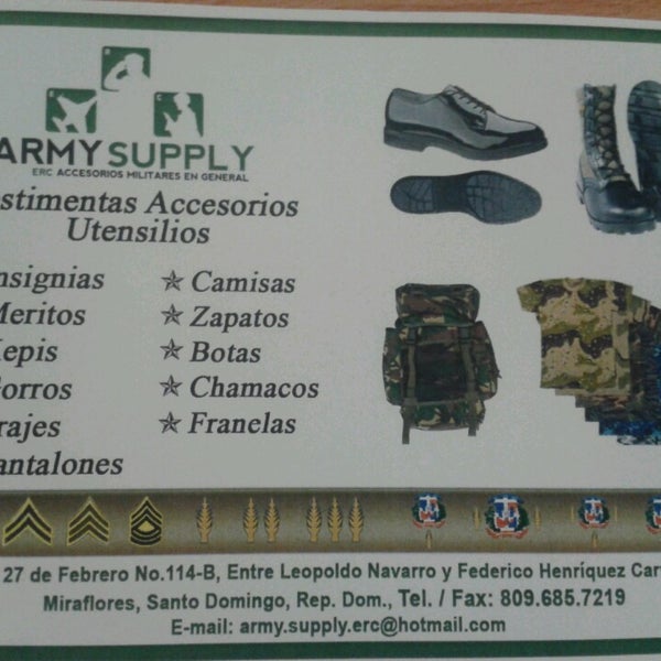 Renunciar Por ley Represalias Army Supply ERC, SRL - Department Store in Santo Domingo