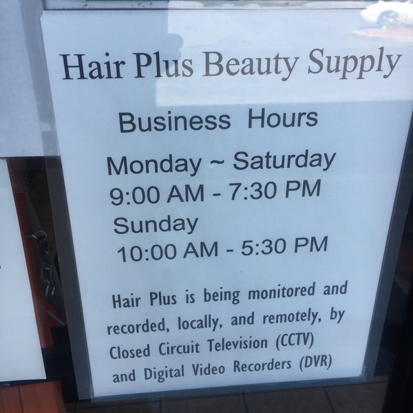 hair plus beauty supply hours