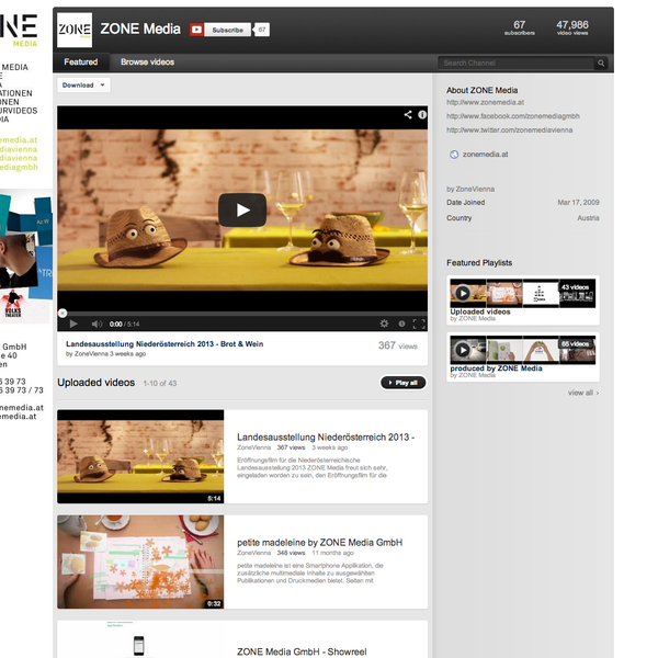 ZONE MEDIA's Youtube Channel: http://www.youtube.com/zonevienna