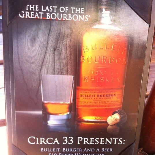 Pretty sweet summer special @ Circa 33 --> Bulleit bourbon, burger, & beer for $10 every Wednesday!