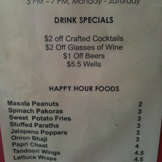 Great happy hour prices here til 7. Stay for binoy's craft cocktails!