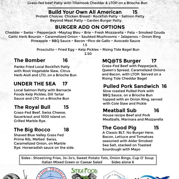 Mean Queen Sitka Menu