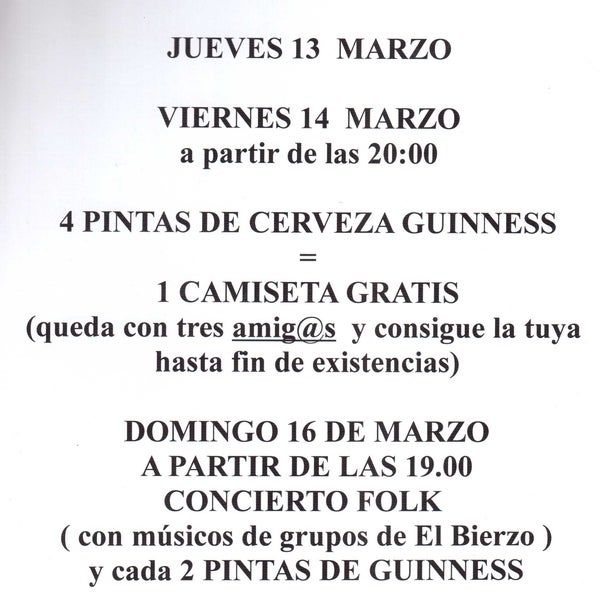 St. Pactrick´s day en la Destileria bar Ponferrada 13- 16 de Marzo 2014