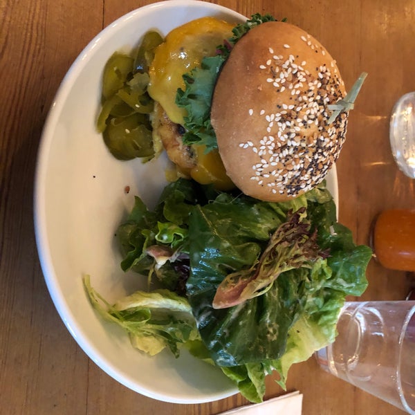 Kraut burger with portobello mushroom instead is really good, the salad isn’t special