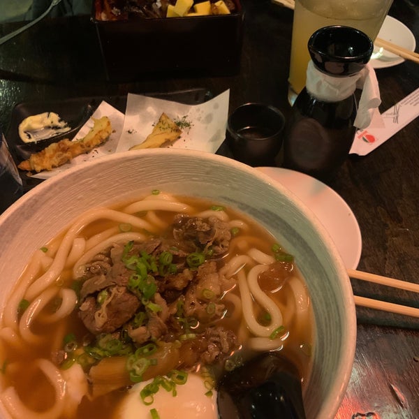 Nice vibes inside like a dimly lit izakaya, with reasonable prices. Chikuwa is my go-to app! Small warm house sake is a small carafe for $10. The sukiyaki could be better. Will still be back!