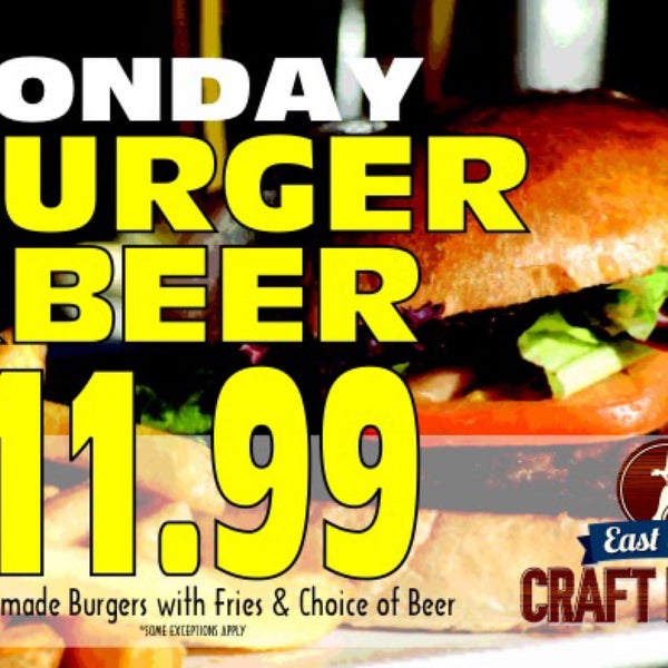 Monday burger and beer special