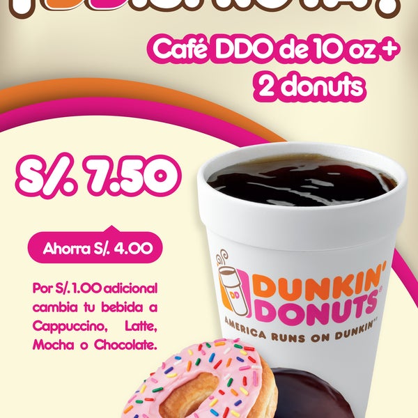 ¡Aprovecha las grandes promociones que te ofrece Dunkin' Donuts Perú solo en Minka!