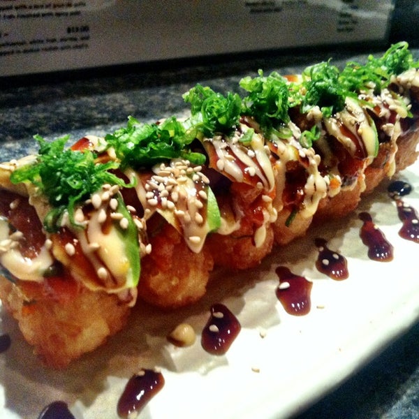 Order the Charlotte's Web Roll. It's a secret off menu roll I helped create.  I know you will LOVE it.  Spicy Tuna on Crispy Rice, Topped with Avocado and drizzle of eel sauce. Mmmmmm.