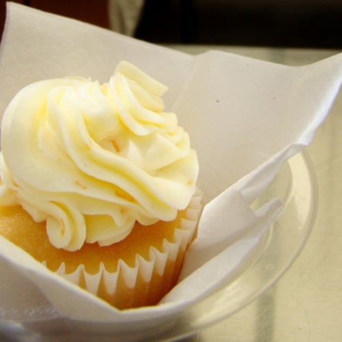 The dulce de leche cupcake's tender white cake is stuffed with milky caramel and spiked with a welcome hit of salt. It's sweet, creamy, tender, and perfectly sized for a two-bite finish.
