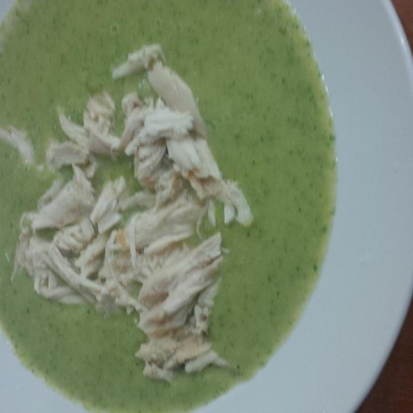 Brocoli soup with rotisserie chicken.