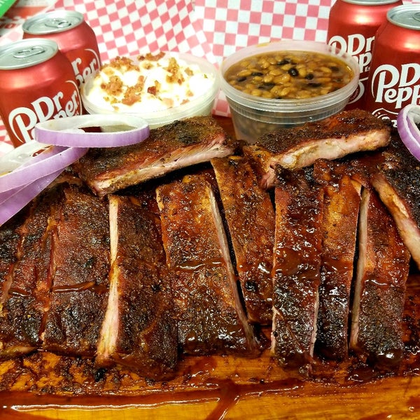 Ribs, Brisket, Burnt Ends, Pulled Pork, Sausage, Wings, Chicken Qtrs, BBQ beans, Tater Sld, Slaw and Mac & cheese.