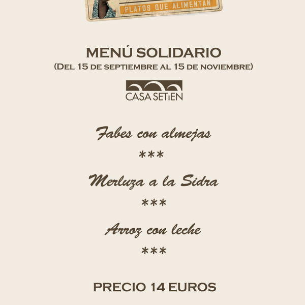 Casa Setién con 'RESTAURANTES CONTRA EL HAMBRE 2014'. Desde hoy, prueba nuestro MENÚ SOLIDARIO. + info en: http://www.casasetien.com/actualidad/casa-setien-en-restaurantes-solidarios-2014.aspx