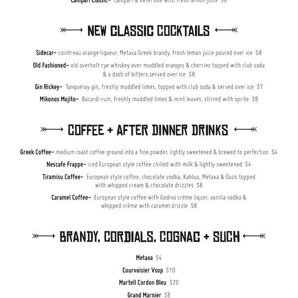 Here is our new Dinner Menu!
