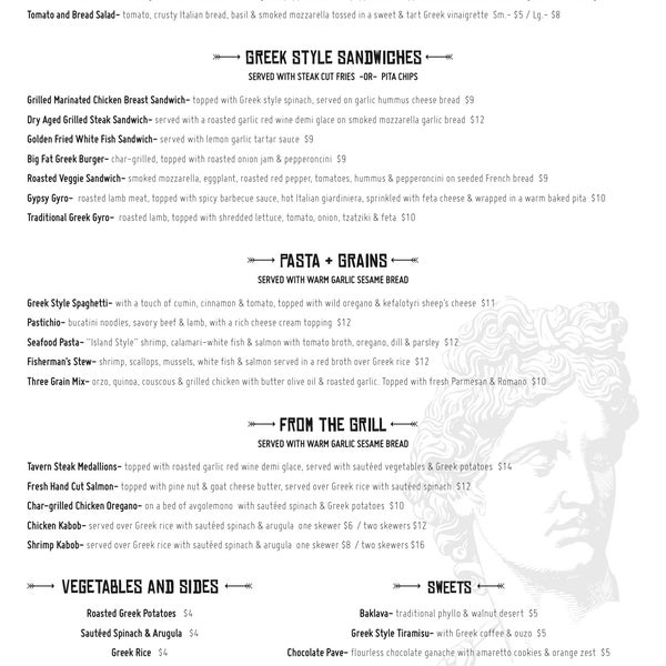 Here is our new Dinner Menu!