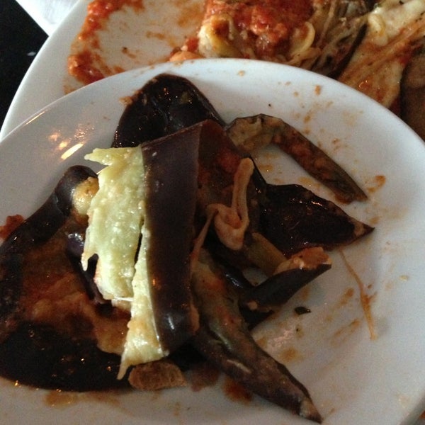 Eggplant parm chefs left the skin on the eggplant! Dinner was ruined