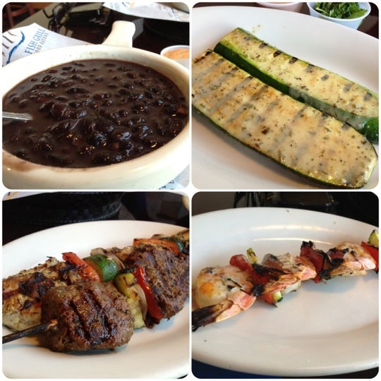 Mondays: HAPPY HOUR ALL DAY! Love the black beans and rice pilaf ($1 each) and the grilled zucchini, chicken and steak skewer ($2.50 each). The shrimp skewer was meh.