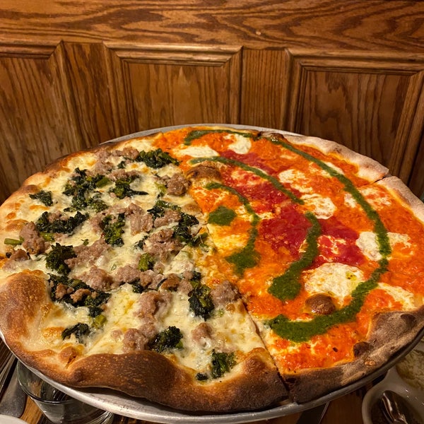 Tie die pizza did not disappoint. The half sausage and broccoli rabe was great too. The carbonara was good but def go for the pizza as there is better pasta in the city.