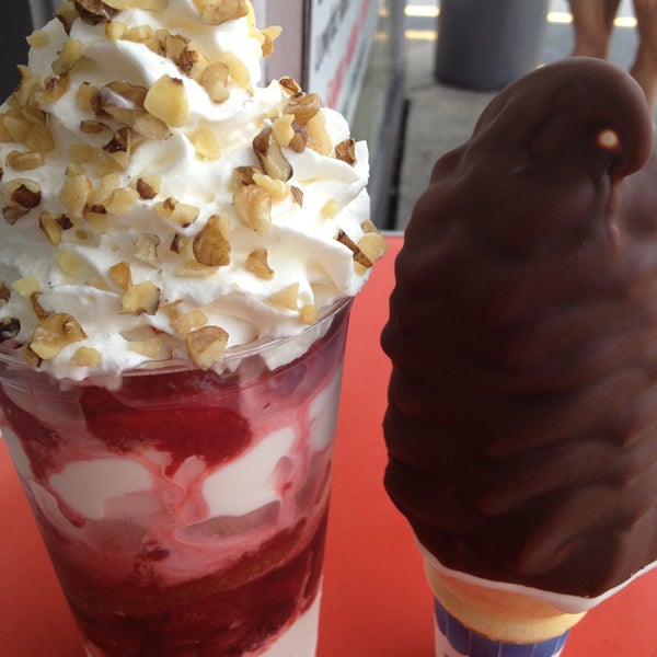 We're running another Facebook contest between strawberry shortcake sundae and chocolate dipped cone.  The winning ice cream is 20% off on Sunday.