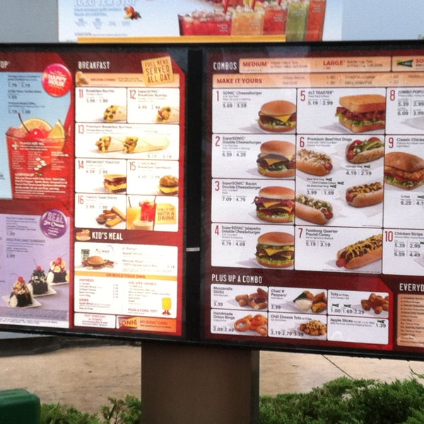 Sonic Drive-In - drive thru menu board - Picture of Sonic Drive-In,  Jacksonville - Tripadvisor