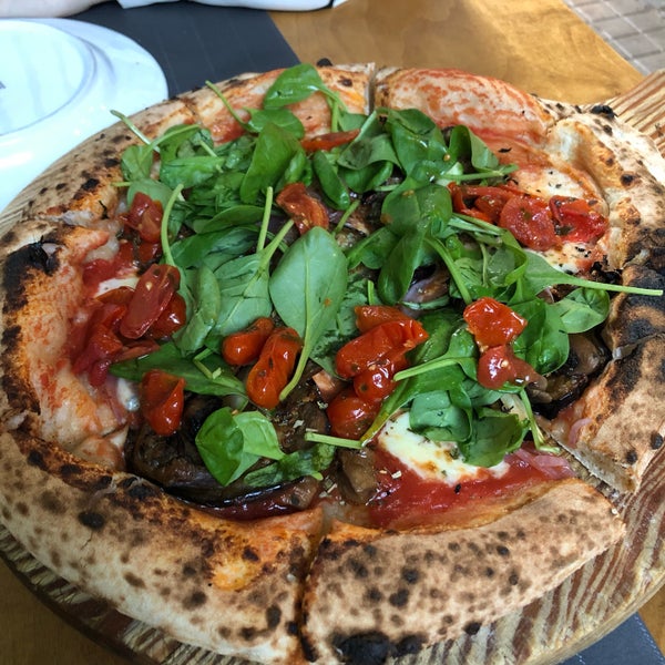 Amazing vegetarian pizza just made us happy this evening