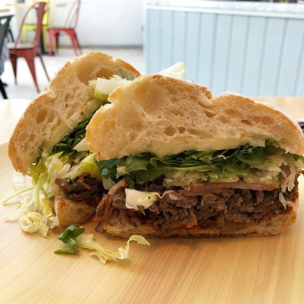 You must try their Korean beef bu-go-go sandwich!! ( Dutch roll, chili, pickled onions, cucumbers, mayo , and greens)
