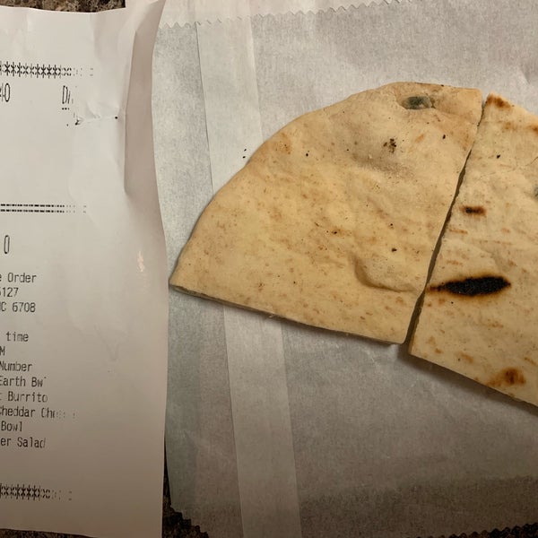 On Monday 1/21 I bought three dishes to find out some of the pita bread has mold, tried to contact the restaurant on app and the website but no one responded . The two small round dots towards the top