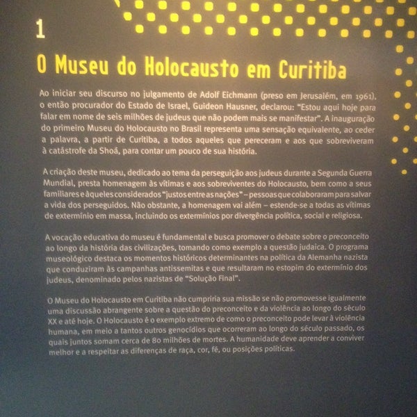 9/23/2014 tarihinde Diviczziyaretçi tarafından Museu do Holocausto de Curitiba'de çekilen fotoğraf
