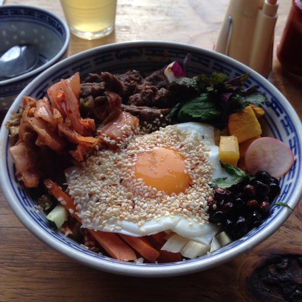 Very small Korean bibimbap spot with very tasty bibimbap and a lunch menu, which includes soup, ice tea and a main dish. You have to try!