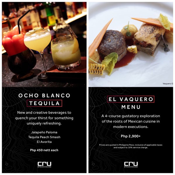 What's in for May 2018? Cru Steakhouse says Ocho Blanco Tequila and El Vaquero Menu! 😋❤️