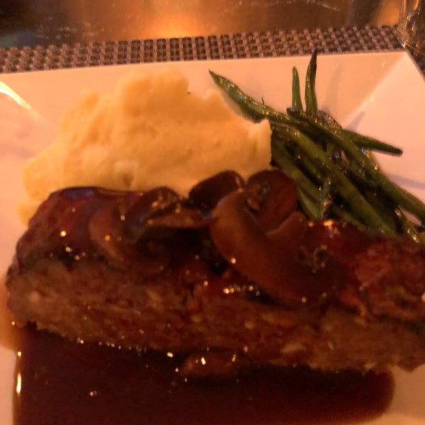 The meatloaf was so good! I guess I would say gourmet meatloaf..and the mashed potatoes were so light and delicious!