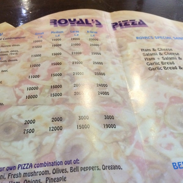 Royal pizza menu deals