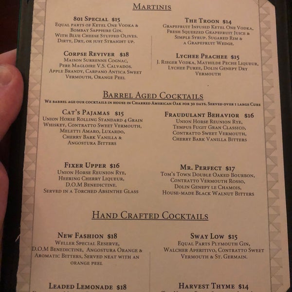 801 chophouse menu online