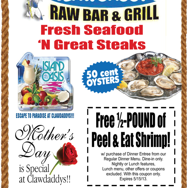 Grab the coupon from HometownValues for the FREE 1/2 lb Peel & Eat Shrimp!!