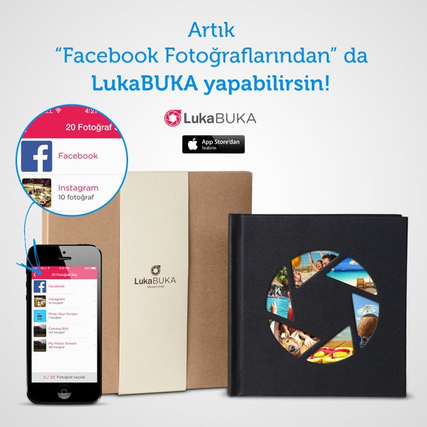 LukaBUKA﻿'ya eklediğimiz yeni özellikle artık Facebook fotoğraflarınızla da LukaBUKA'nızı tasarlayabilirsiniz :) LukaBUKA'yı ücretsiz indirebilirsiniz: http://goo.gl/Qp8PId