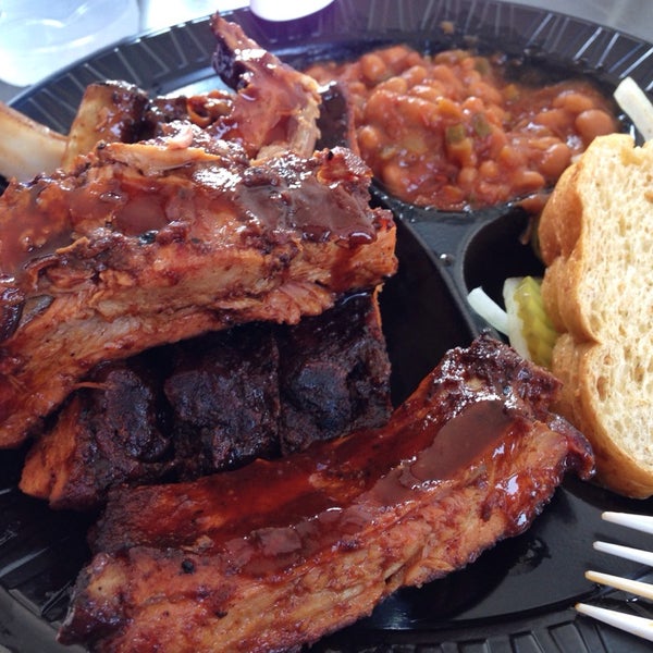 The ribs here are the best I've had. Also, the baked beans and potato salad are fantastic.