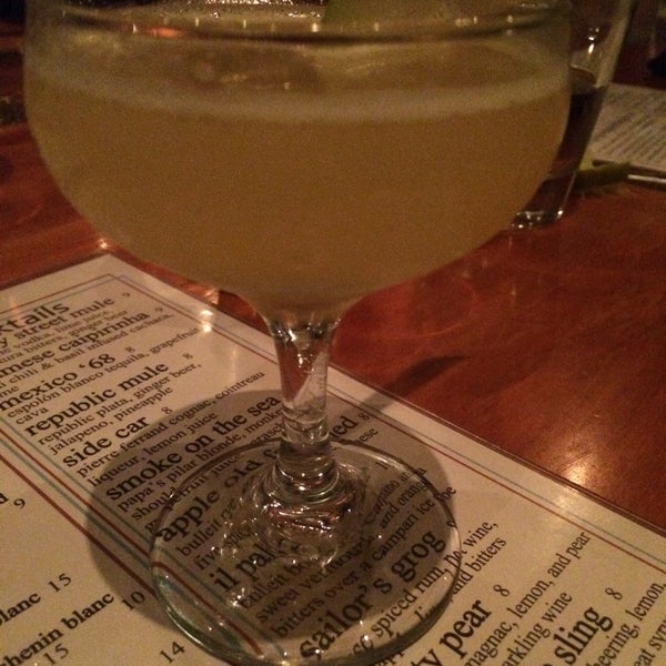 Pretty Pear cocktail is amazingly refreshing. Cerbois amagnac, lemon, and pear purée and sparkling wine.