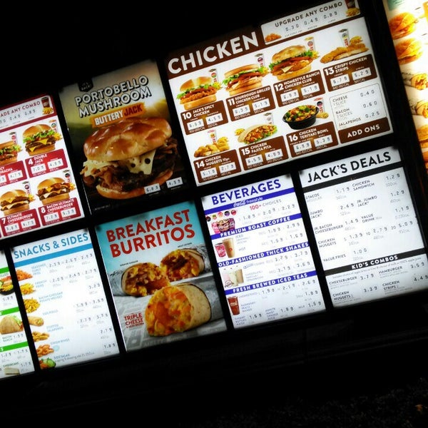 Jack in the sale box kids menu