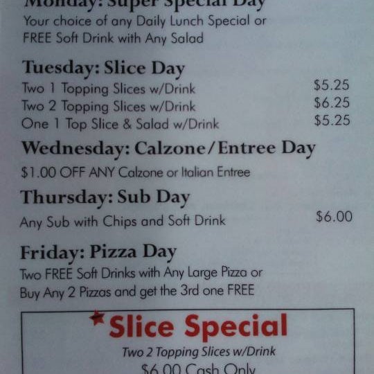 check out the daily lunch specials... :-D