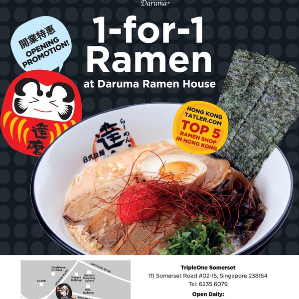 Dear friends of Daruma, Our LIMITED TIME OPENING PROMOTION is finally here! Print out the flyer* and present to our friendly staff to enjoy this wonderful promo! *Terms and Conditions apply