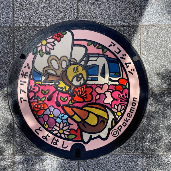 豊橋ポケモン マンホール アブリボン アゴジムシ 豊橋市 愛知県