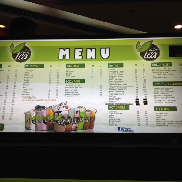 Infinitea menu 2024