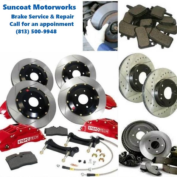 Suncoast Motorworks Auto Repair and service located in Tampa, FL that specializes in auto repair of Brakes, oil changes, alternators, starters suspension shocks and struts call us for free estimate.