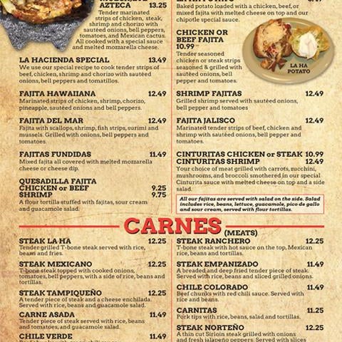 La 2024 hacienda menu