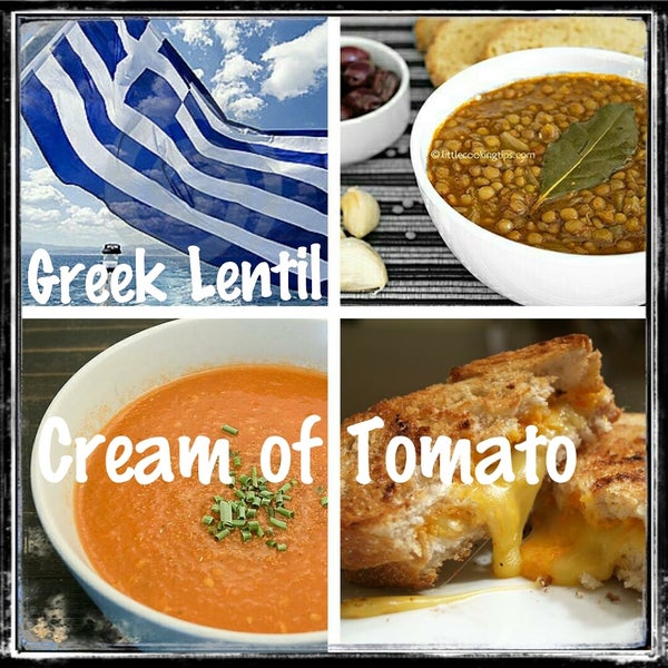 Looking for a healthy Soup?  Try our Greek-Style Lentil!  Looking for classic comfort food?  Try our Cream of Tomato with some gooey Grilled Cheese!!