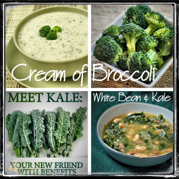 We're going "green" with tonight's Soups!  Cream of Broccoli & White Bean w/ Kale on hand on this chilly Sunday night! 😋 🍲 🌱 🌛 🏈